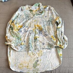 Jane and Delancey Women's Button Down Shirt - Multicolor Map Print